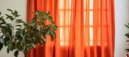 Bright Orange Linen Curtains