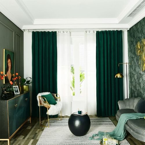 Green Blackout Curtains For Living Room