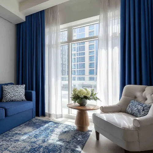 Blue Living Room Curtains Dubai