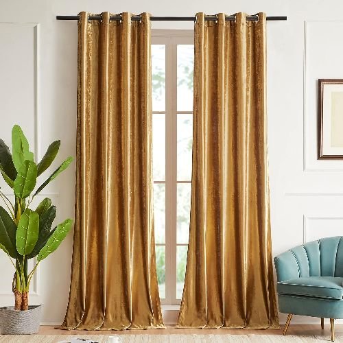 Golden Velvet Semi Blackout Curtains