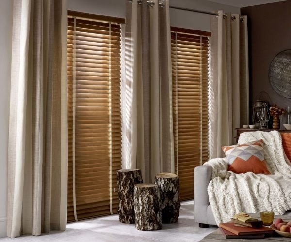 Living Room Wooden Blinds