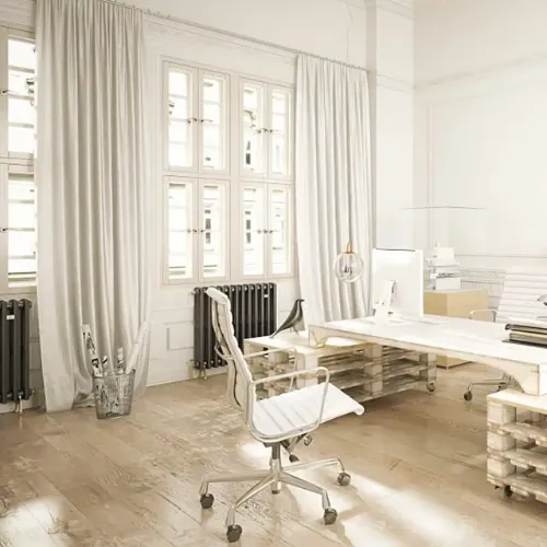 White Office Curtains