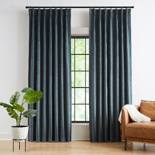 Blue Pinch Pleat Curtains