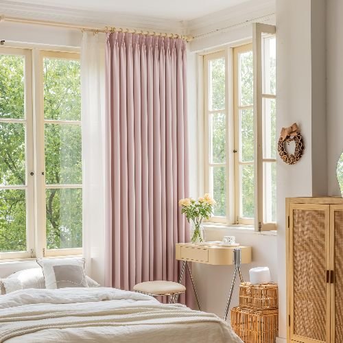 Pink Pinch Pleat Curtains