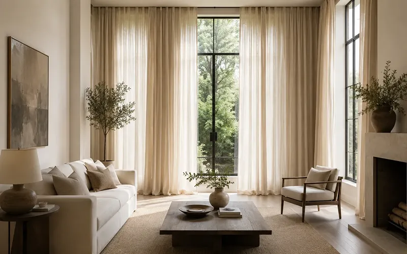 1. Floor-to-Ceiling Linen Panels