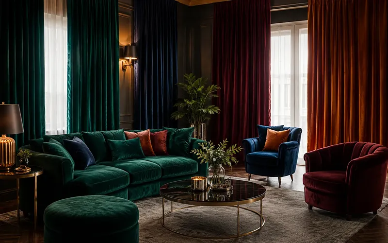 3. Deep Jewel-Tone Velvet Drapes