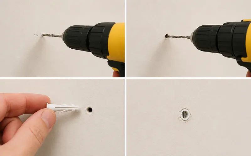 Drill Pilot Holes and Insert Anchors