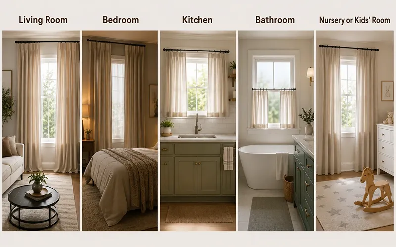 How Curtain Length Should Change Room by Room