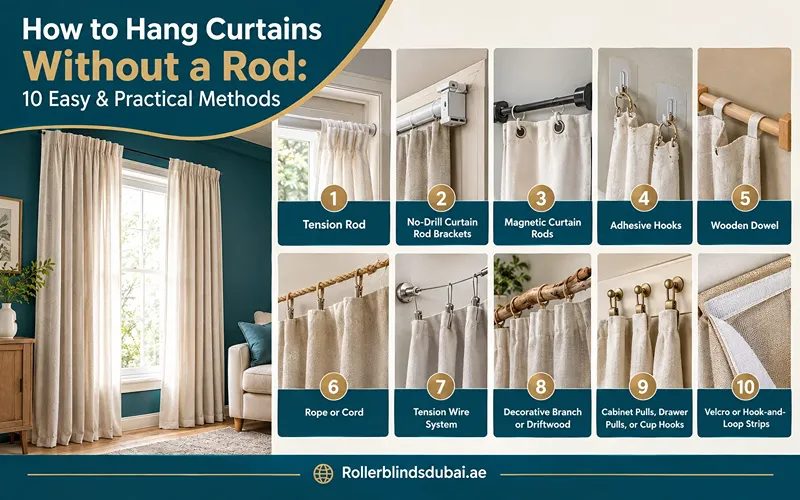 How to Hang Curtains Without a Rod